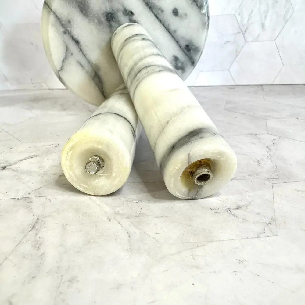 Vintage Marble Paper Towel Holder Freestanding White Gray 13